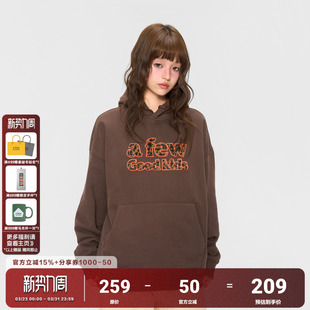 休闲潮流上衣 美式 AFGK25FW豹纹贴布连帽卫衣撞色秋季 套头情侣帽衫