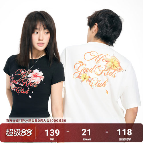 AFGK25SS烫钻花卉印花短袖