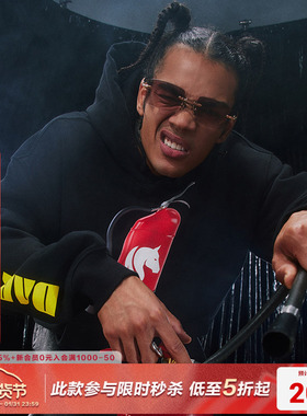 AFGK2023FW黑马季节·灭火器帽衫美式潮流字母印花休闲抽绳卫衣