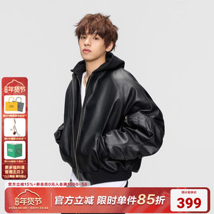 AFGK25FW假两件皮衣MA1飞行员绗棉夹克外套秋冬美式PU皮加厚棉服