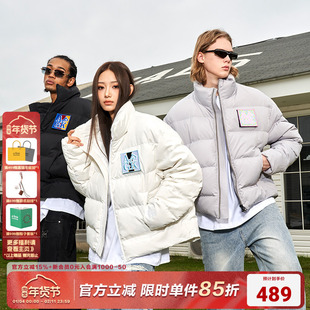 AFGK五色魔术贴冬季短款立领羽绒服男女白鸭绒加厚保暖外套面包服
