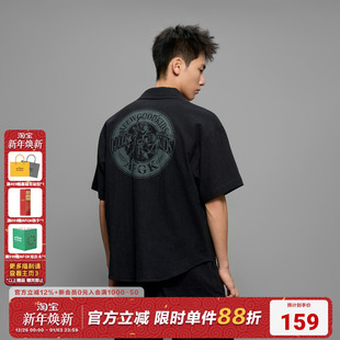 复古小众设计感男女衬衣 夏季 AFGK2025SS老钱风苎麻棉印花短袖 衬衫