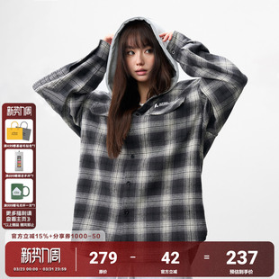 男女潮牌春秋外套情侣复古衬衣 衬衫 AFGK25SS美式 复古格纹连帽长袖