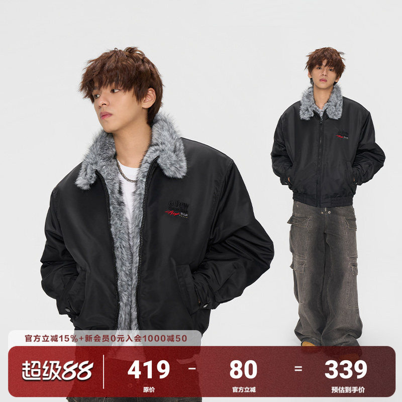 AFGK25FW美式仿貂毛立领夹克棉服图片