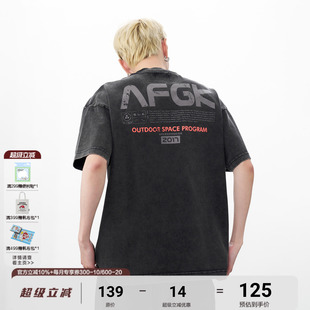 体恤 AFGK25SS复古做旧印花短袖 T恤夏季 男女休闲刺绣美式 情侣同款