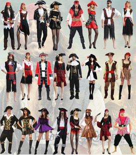 情侣海盗衣服新 男女杰克虎克船长衣服 万圣节cos 加勒比海盗服装