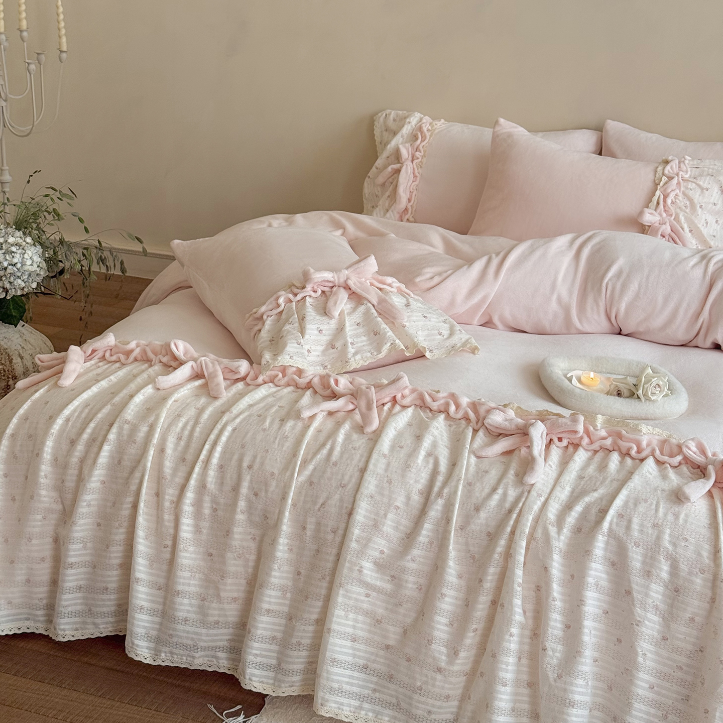 元气满满少女心卧室秋冬保暖牛奶绒加厚四件套ins珊瑚绒床单被套