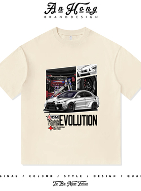 三菱EVO10汽车友会JDM改装文化美式纯棉男装短袖T恤宽松休闲上衣