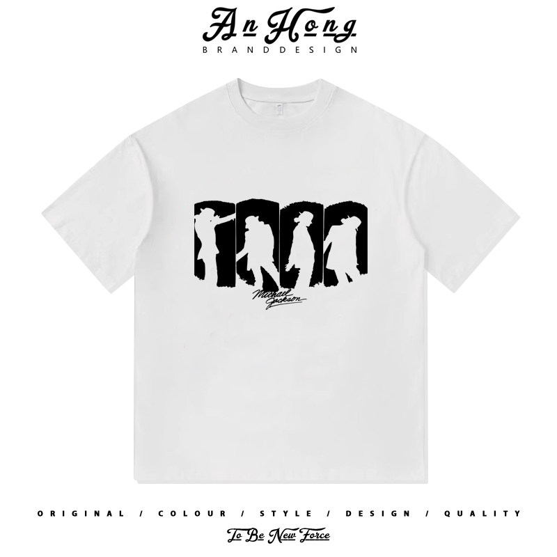 迈克尔杰克逊纪念短袖复古印花小众设计重磅纯棉T恤男装宽松休闲