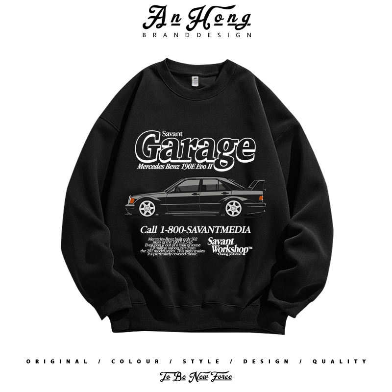 梅赛德斯奔驰190E EvoII复古汽车改装文化纯棉卫衣男装长袖T恤衫