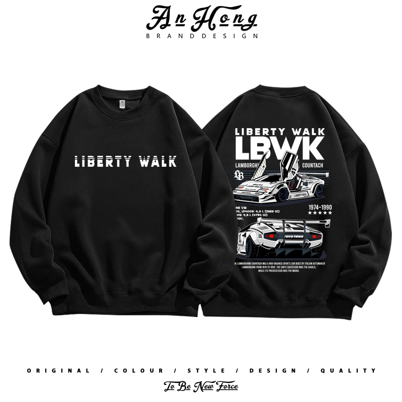 兰博基尼跑车改装文化复古印花美式纯棉卫衣男装高街百搭长袖T恤