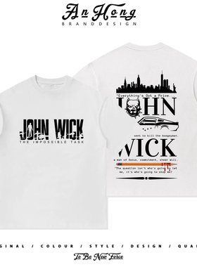 JOHN WICK疾速追杀约翰威克电影复古印花美式纯棉短袖T恤男装上衣
