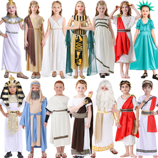 万圣节儿童服装埃及艳后阿拉伯长袍古希腊神话宙斯扮演自由女神裙
