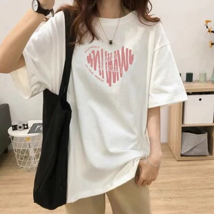 宽松设计感小众简约高级上衣潮 纯棉白色短袖 t恤女士夏装 新款 韩版