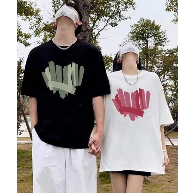 纯棉情侣短袖女t恤2025新款爆款夏季独特设计感小众上衣宽松体恤