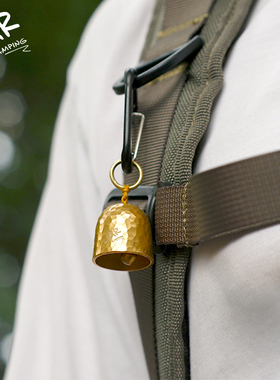 JAR CAMPING黄铜紫铜纯手工锤纹铃铛户外包挂件露营帐篷风铃熊铃