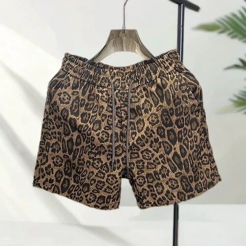 复古豹纹男士高档轻奢夏季短裤男时尚美式帅气个性潮流百搭休闲裤