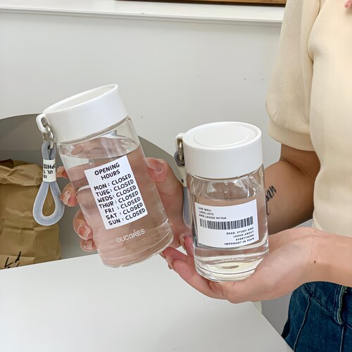 马卡龙色高硼硅耐高温提手玻璃杯