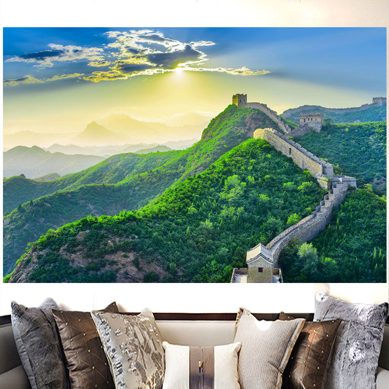 长城万里长城雄风自粘贴画靠山招财风景画客厅沙发背景墙装饰画