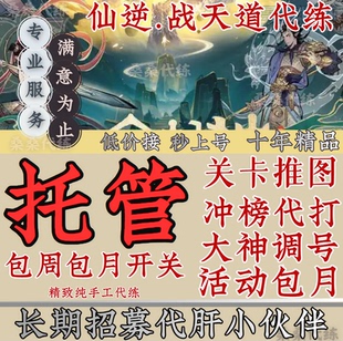 仙逆战仙道代练代肝打关卡推图副本调号看号冲榜活动托管包周包月