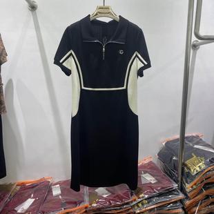 时尚 韩版 百搭Polo连衣裙2024年夏季 新款 洋气减龄拼色显瘦气质裙子