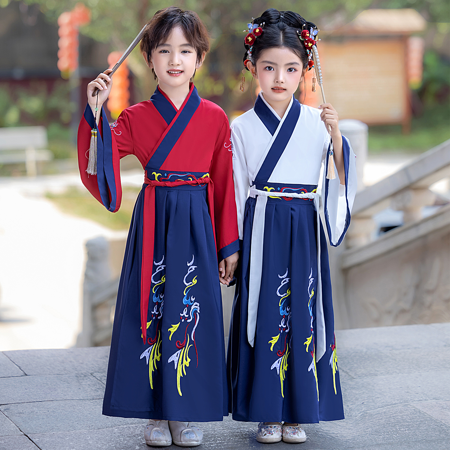 汉服男童儿童国学演出服女童中国风古装小学生三字经书童表演服装