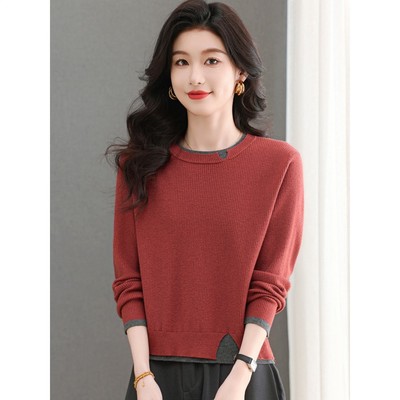 假两件上衣女时尚洋气短款针织