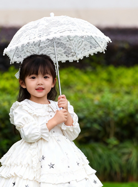 儿童复古蕾丝公主伞白色宫廷风洛丽塔古董伞拍照写真道具