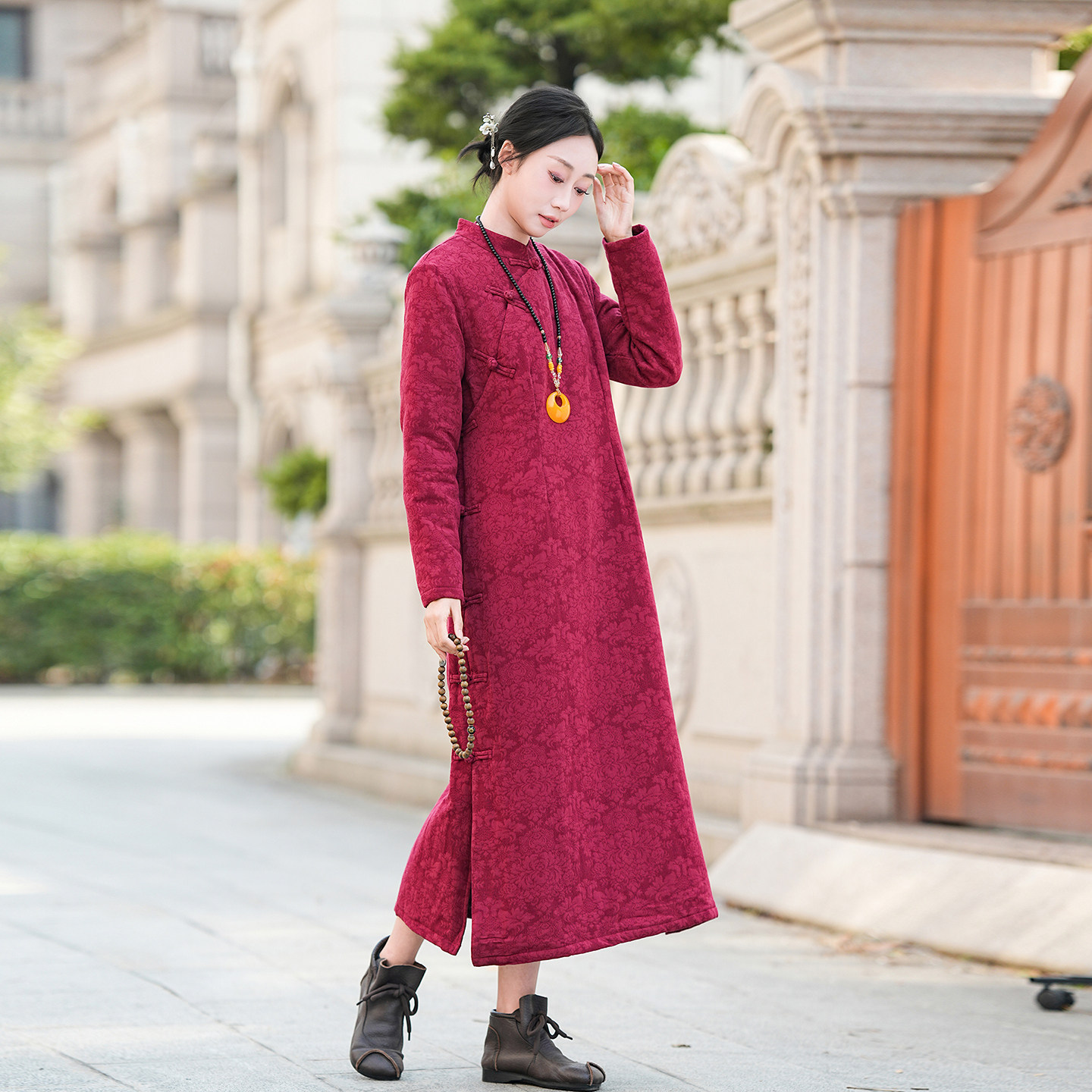 复古棉麻连衣裙女夹棉新款新中式长袖斜襟改良旗袍裙国风茶服袍子,女装/女士精品,连衣裙,淘宝优惠券,粉丝福利购,淘宝优惠卷