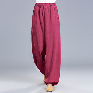棉麻萝卜裤 苎麻高腰灯笼裤 复古长裤 宽松阔腿老爹裤 女春秋2025新款