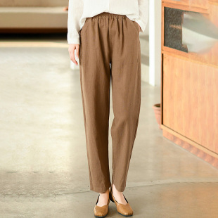 棉麻烟管裤 苎麻休闲萝卜裤 子宽松九分哈伦裤 复古女裤 女春2026新款