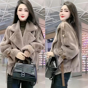 欧货水貂绒外套女2026秋冬季新款欧洲站爆款仿皮草大衣短款外衣潮