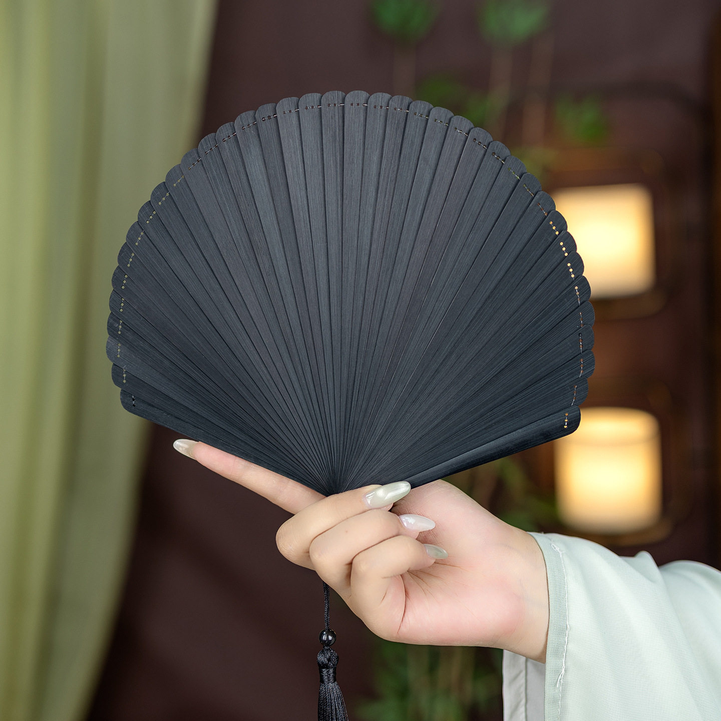 新品新中式纯色折叠扇竹骨古风女式汉服舞蹈便携随身扇子夏季纳凉