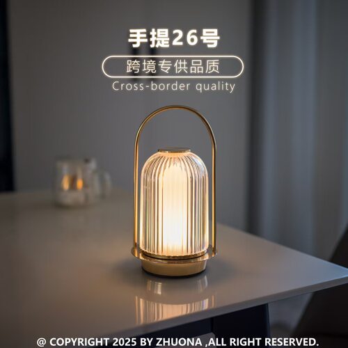 新款跨境手提氛围灯卧室床头简约创意台灯USB充电户外露营小夜灯