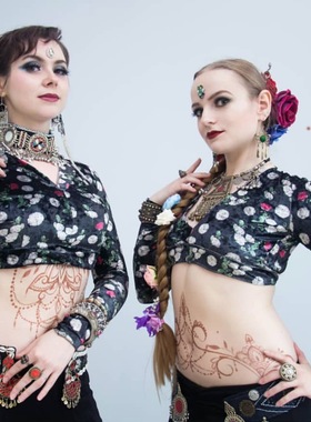 ATS美国部落风肚皮舞印度舞choli大师同款FCBD天鹅绒碎花丝绒上衣