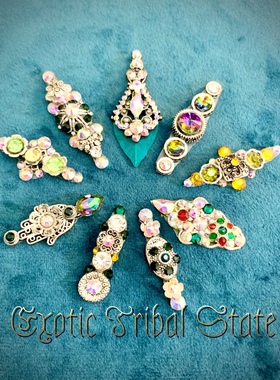 原创手工制作绿色系FCBD部落融合印度舞演出眉心贴夸张个性眉心贴