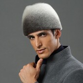 正宗进口海狮皮真皮帽子男士 海狮皮草绅士帽中老年时尚 保暖帽户外