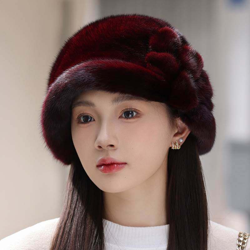 真貂皮妈妈帽子女冬季整貂绒水貂毛时尚保暖皮草帽裘皮中老年礼帽