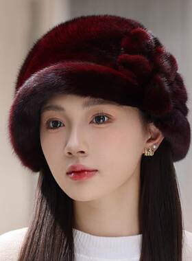 整貂水貂帽子礼帽女护耳保暖冬季