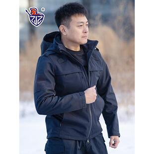 正品阻击者C4轻量化软壳冲锋衣连帽冬季执勤外套防风防水制服大衣