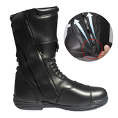 君洛克v底防水骑行靴真皮拉链男士 战术靴黑色高筒作战靴D17012