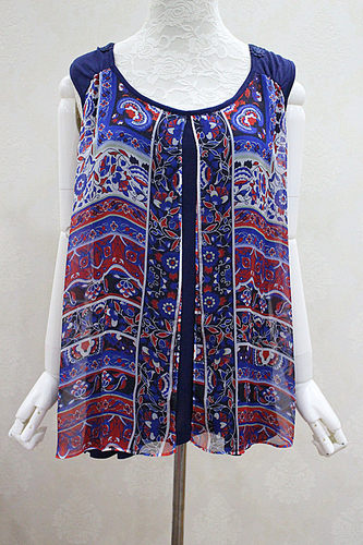 街头风拼接休闲无袖背心t恤衫