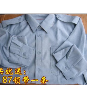 正品老式蓝色长袖衬衣 老式天空蓝衬衣 蓝色衬衫涤丝衬衣