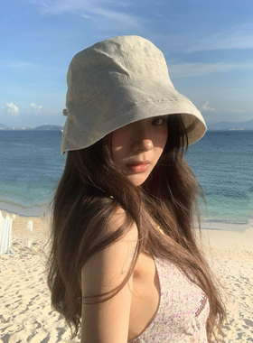 文艺女孩~高货！日系透气亚麻渔夫帽女素颜户外透气夏遮阳盆帽子