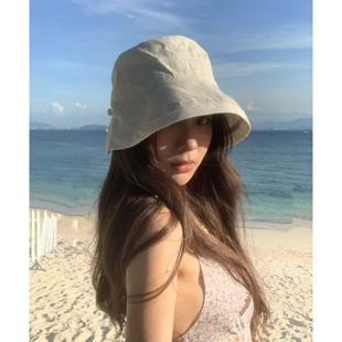 文艺女孩~高货！日系透气亚麻渔夫帽女素颜户外透气夏遮阳盆帽子