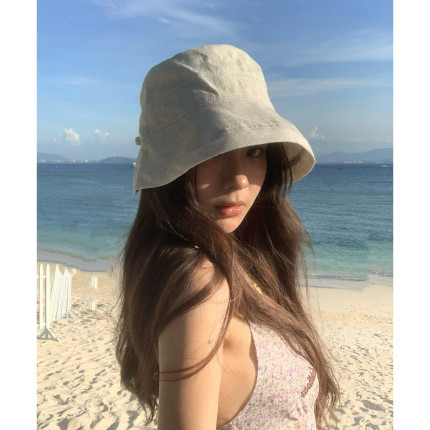 文艺女孩~高货！日系透气亚麻渔夫帽女素颜户外透气夏遮阳盆帽子