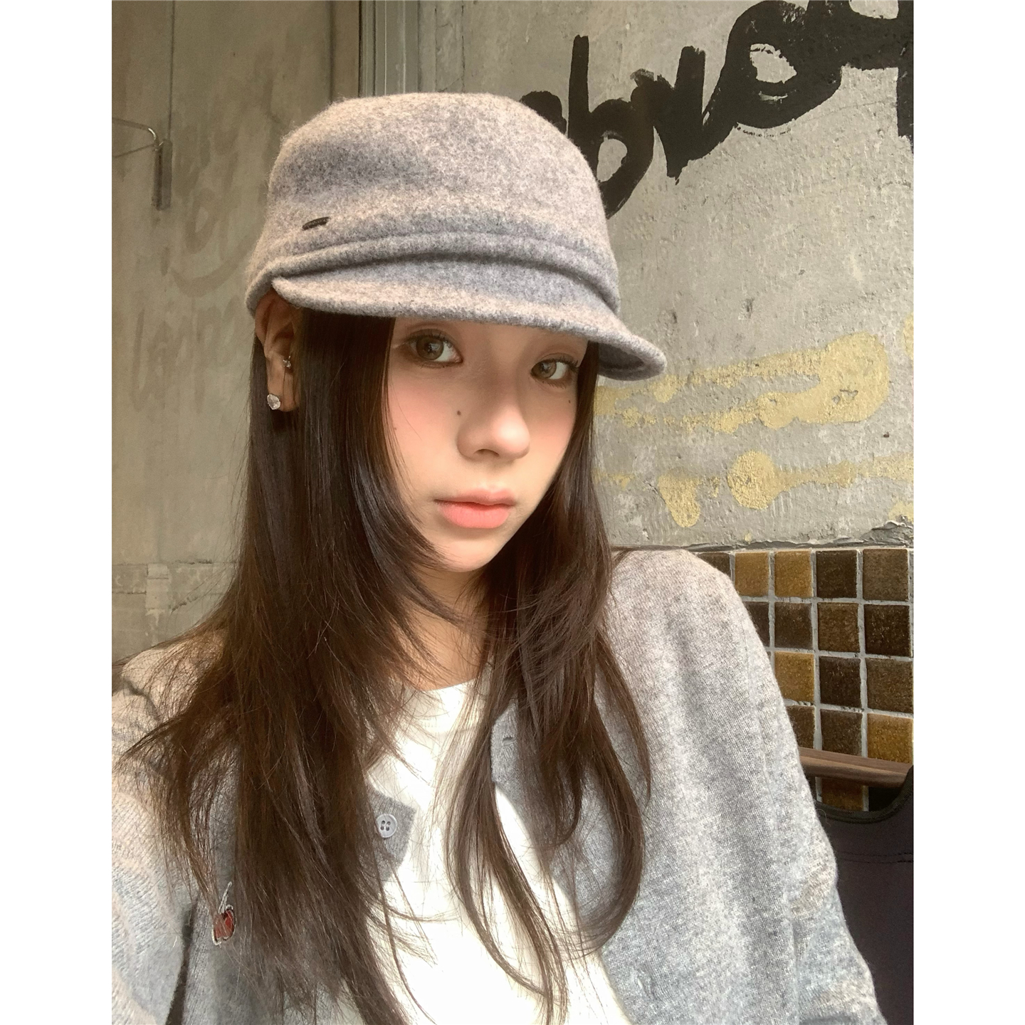 千金小姐 ｜小众设计气质极简羊毛呢小标马术帽女秋冬骑士鸭舌帽