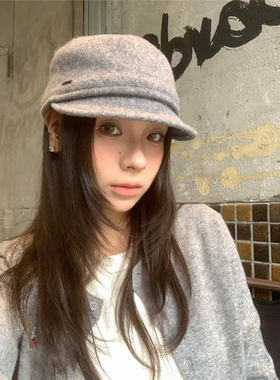 千金小姐 ｜小众设计气质极简羊毛呢小标马术帽女秋冬骑士鸭舌帽