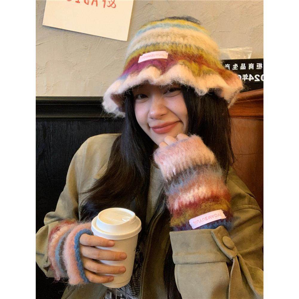 配色hin好看~韩系彩色荷叶边条纹毛绒针织渔夫帽女冬季毛线盆帽潮,服饰配件/皮带/帽子/围巾,帽子,淘宝优惠券,粉丝福利购,淘宝优惠卷