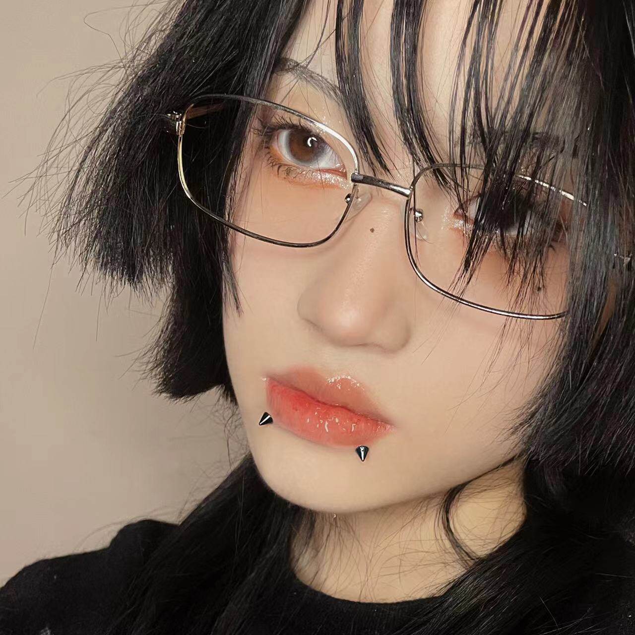 SATANS CHILD ANOTHER GOD STUD LIP STUD HOT GIRL DESIGN PUNK DIMPLE STUD EAR BONE STUD STUD EAR STUD PIERCING
